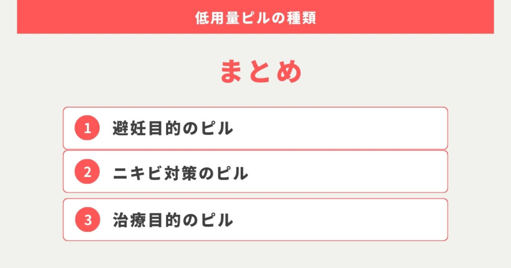 まとめ：低用量ピルの種類一覧！概要をチェックして医師の判断で決めましょう